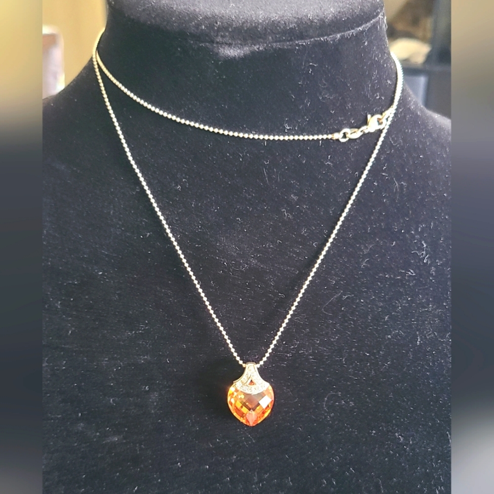 Sterling And Aurora Borealis Crystal Necklace